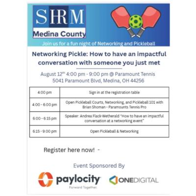 SHRM MEDINA COUNTY - Networking & Pickleball